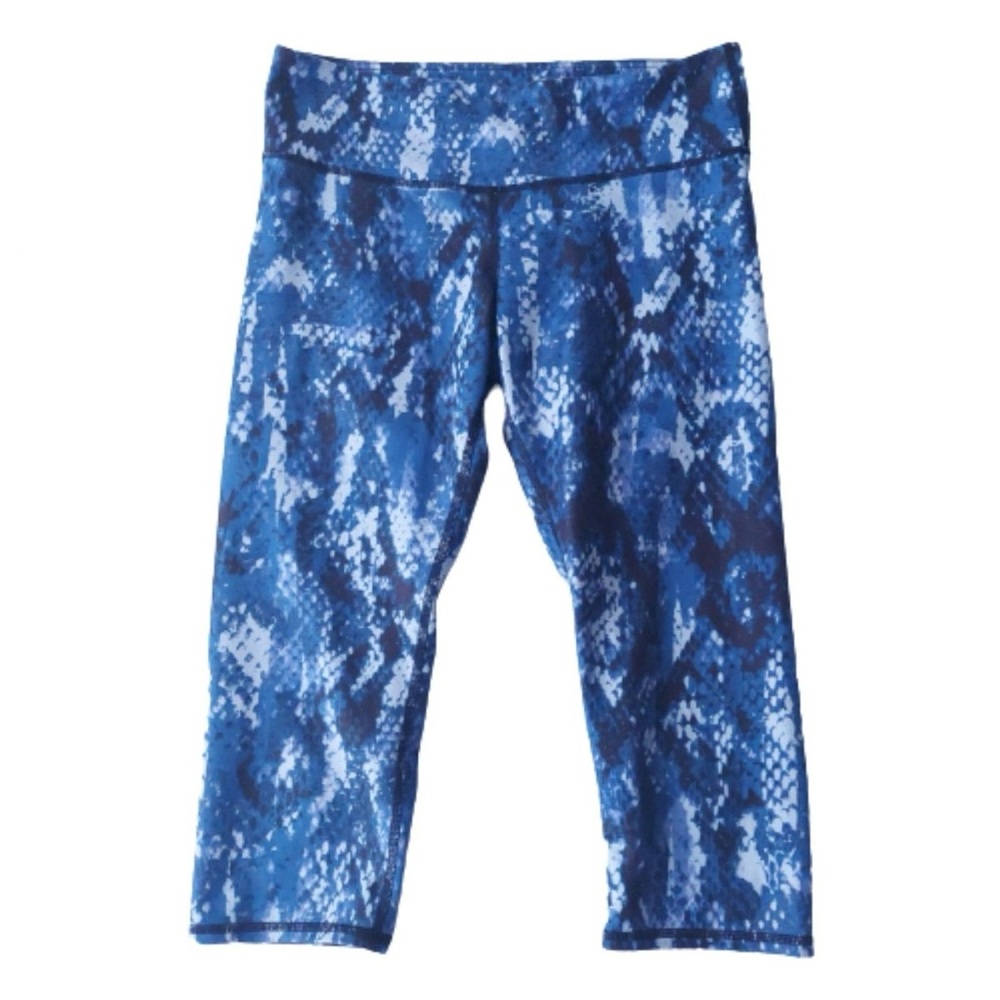 ALO Yoga Airbrush Capri Leggings Blue Python Snakeskin Size M - Picture 2 of 9
